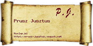 Prusz Jusztus névjegykártya